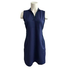 EP NY Navy Sleeveless Dress with Stud Tape Trim size Small